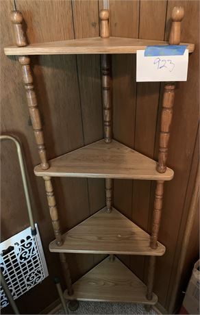 Vintage 5 Tier Corner Shelf With Spindles 14 1/2" x 14 1/2" x 51" H