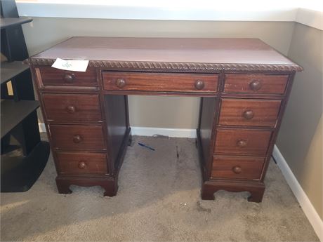 Solid Wood Office Desk with Scroll Edge