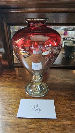 Signed Mike Grau '08 Hand Blown Ruby Glass Vase