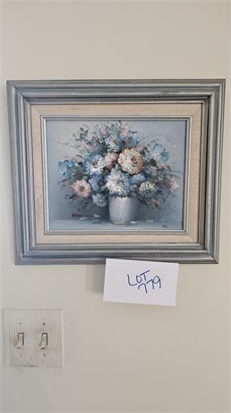 Signed Robin Oil on Canvas Still Life Floral