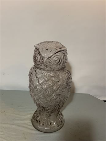 Vintage Glass Display Owl Cookie Jar Decorative Candy Or Storage Jar