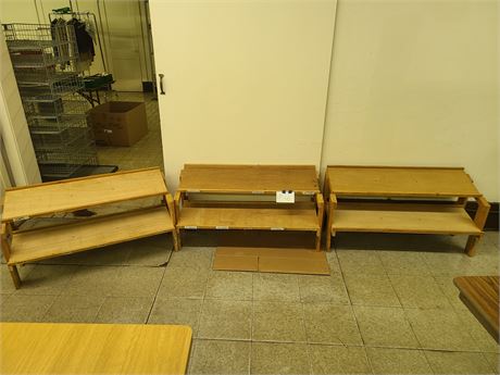 (3) Homemade Wood Display Shelves