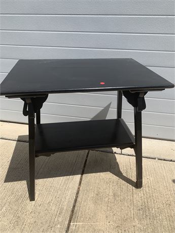 Vintage Black Wood Side Or End Table Multi-Purpose Furniture
