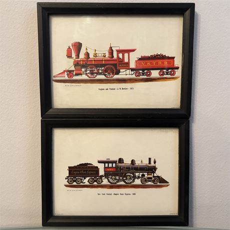 Vintage Rich Schlemmer Railroad Locomotive Framed Lithographs