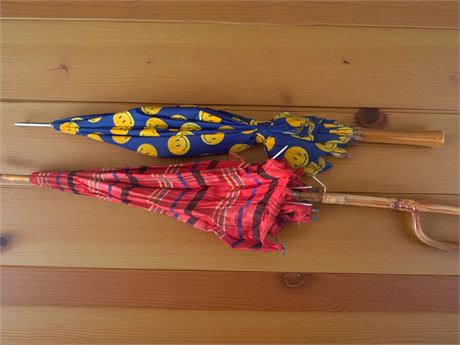 Vintage Multi-Color Striped Umbrella & Smiley Face Umbrella
