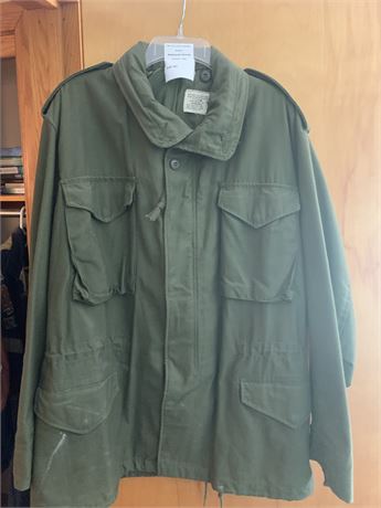 Vintage Aluminum Zip Cotton Military M-65 Field Jacket Size M Reg