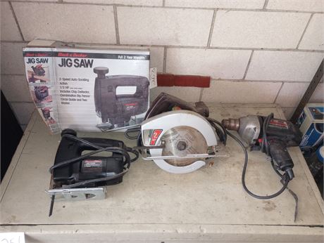 Craftsman Drill, B & D Jigsaw, Montgomery Ward Circular Saw