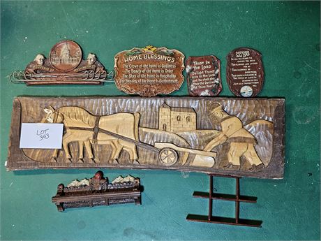 Wood Carved Farm Scene Wall Hanging Art / Wall Plaques & More