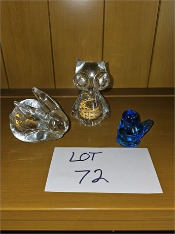Hand Blown Rabbit & Owl Paper Weights & More