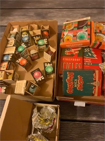 Vintage Christmas Light Reflector Ornaments, & Frosted Bulbs