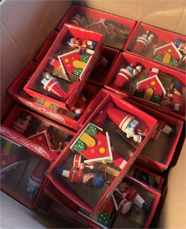 Vintage Toyland Handpainted Wood Tree Ornament Sets - 1 Box