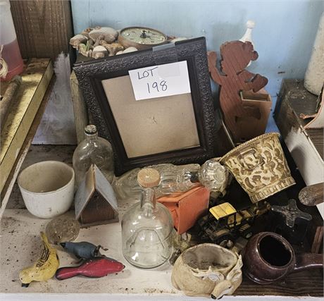 Mixed Decor Lot- Decanters, Clock, Planters, Electro lab Speaker & Much More