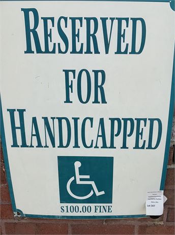 Reserved for Handicapped Metal Parking Sign