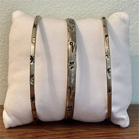 925 Sterling Silver Bangle Bracelets - 38.44g