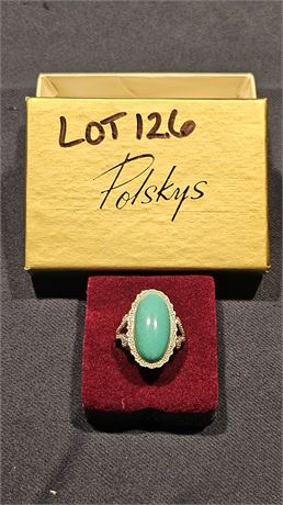 14k Turquoise Cocktail Ring Sz 10 3.1 dwt