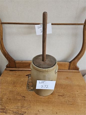 Antique Stoneware Crock Butter Churn