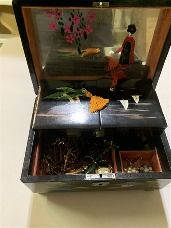 Oriental/Asian Themed Jewelry Music Box Plus Contents