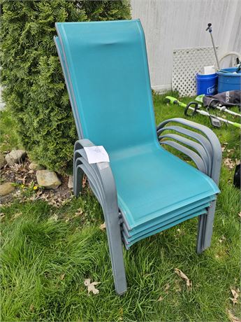 Outdoor Teal Mesh Chairs