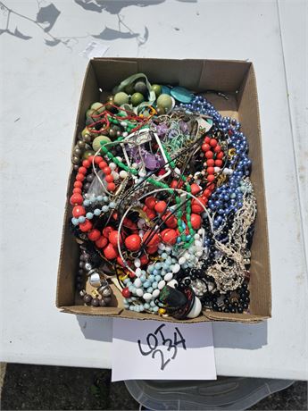 Flat Full Of Mixed Costume Jewelry Maker, Style & Color Vary- Necklaces