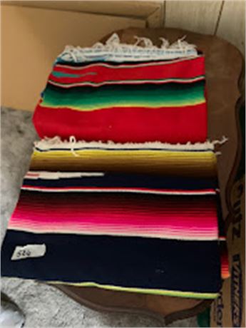 Mexican Southwestern-Style Serape Poncho Throw Blankets - Lot of 3