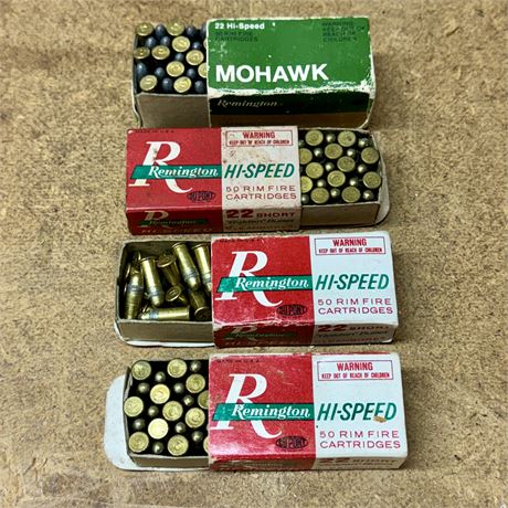 Vintage Remington & Mohawk 22 Short Ammo (4 Boxes)