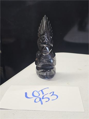 Obsidian Carved Aztec Mayan Figurine