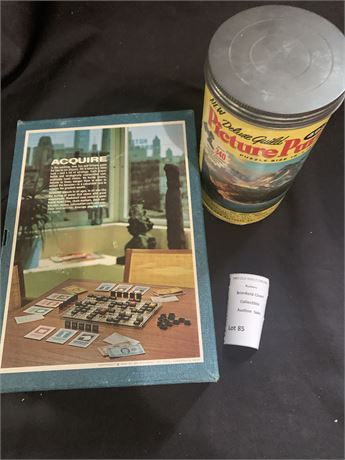 Acquire Finance Board Game & Sierra Morn Picture Puzzle In Cylinder Container