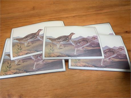 Sharp-Tailed Grouse Audubon Print Plastic Placemat Lot of 7