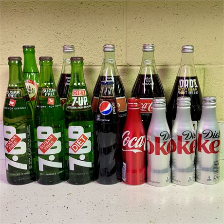 Collection of Soda Bottles w/ Contents