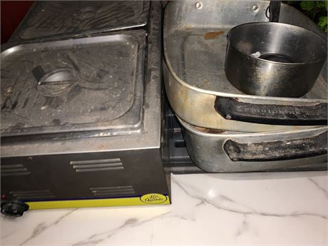 Shelf Cleanout Lot - Metal Food Warmer & Pans Lot
