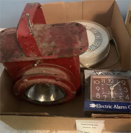 Vintage Red Metal Lantern, Westclox 8 Inch Electric Wall Clock & More