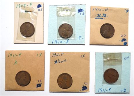 1909-P, 1910-P, 1911-P Pennies
