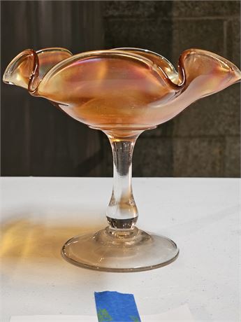 Carnival Glass Marigold Compote Dish