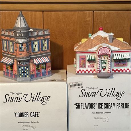 Dept. 56 Snow Village Corner Cafe & 56 Flavors Ice Cream Parlor
