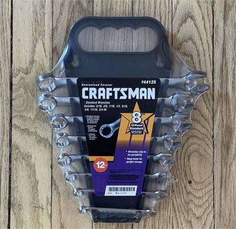 Vintage Craftsman USA 8pc Standard Combination Wrench Set 12 Point SAE NEW NOS
