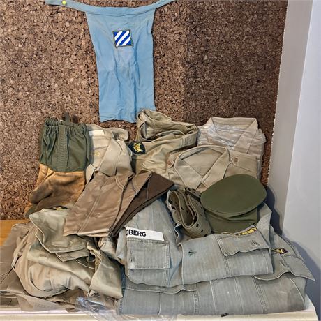 Large Lot of 1950's Military Issue Tropical Worsted Uniforms & More