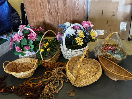 Large lot of Decorative Baskets and Macrame Plant holders