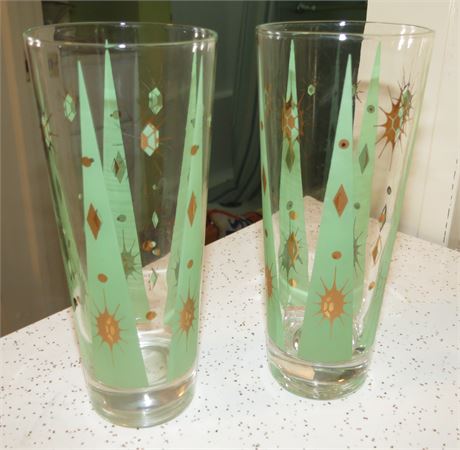 2 Vintage Fred Press Atomic Starburst Glasses
