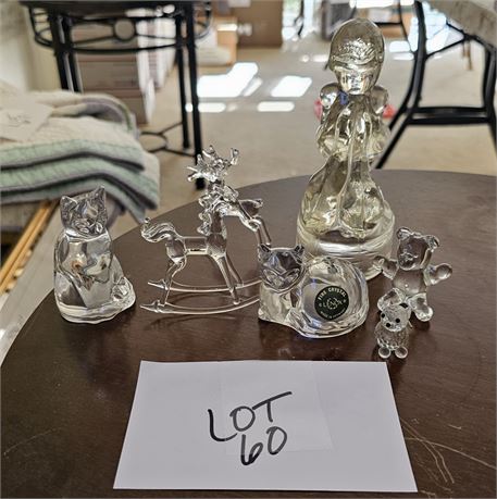 Lenox Crystal Cats, Blown Glass Horse/Deer & More