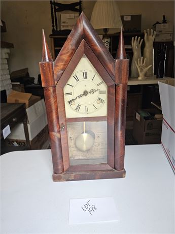 Antique Wood Cathedral Mantle Clock