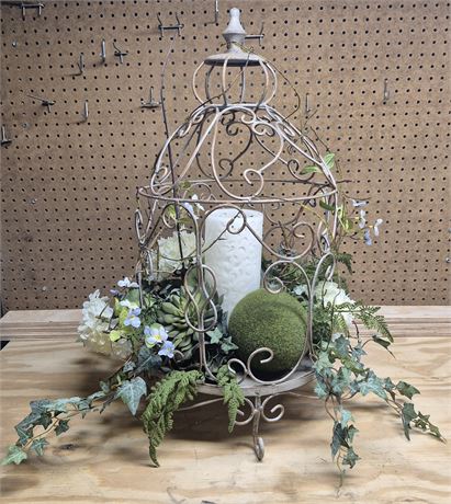 Cage of Artificial Flowers