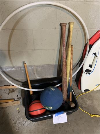 Outdoor Toy Lot Baseball Bat Baseball and Hula Hoop