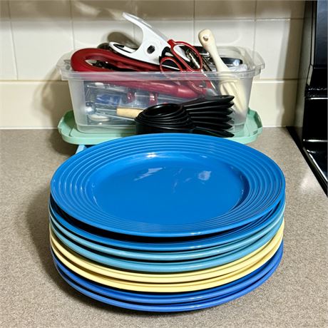 Fiesta Style Dinner Plates and Various Kitchen Utensils (GALORE)!