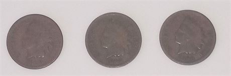 3 1890 Indian Head Pennies