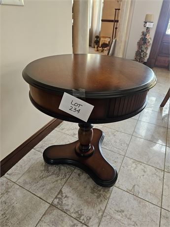 Wood Drum Table with Sliding Drawers (Bombay Style?)