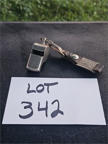 Vintage Spalding Referee/ Sports Whistle with Sterling Clip