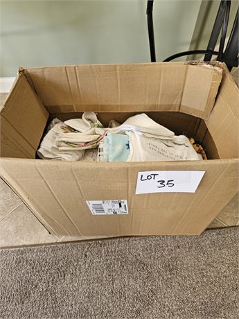 Mixed Linen Lot- Mixed Size Tablecloths, Towels, Hankies & More