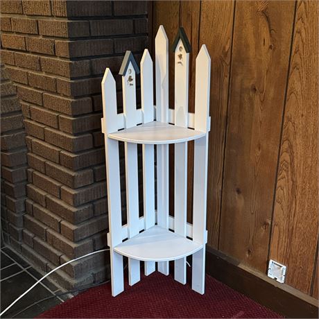 Picket Fence Style Corner Plant Stand or Display Shelf - 16 x 10 x 40"H
