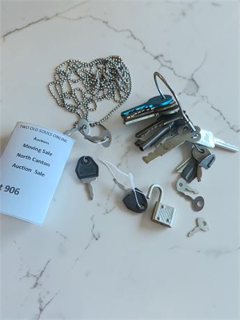 Vintage Key Collection - Padlock, Old Tool Chest Keys & More