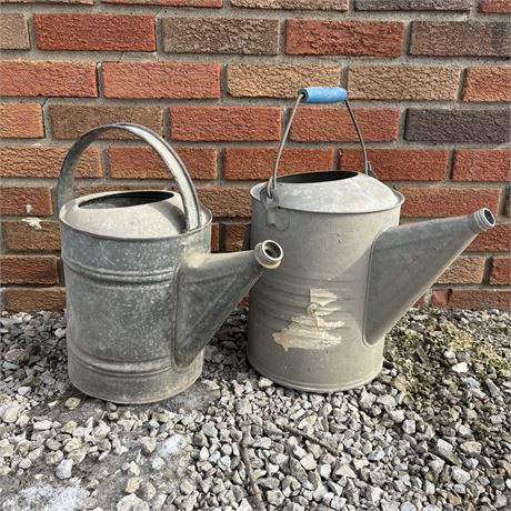 Pair of Old Metal Watering Cans